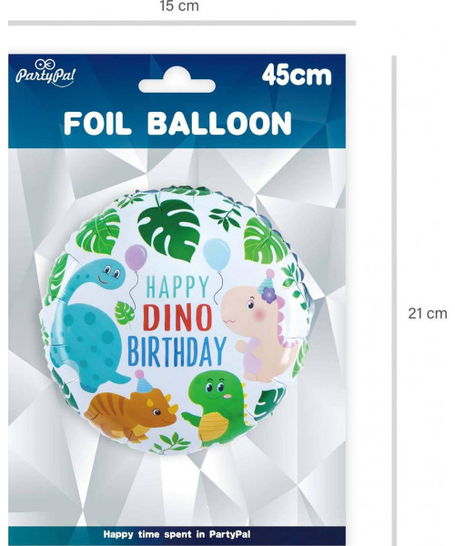 Balon din folie 46 cm cu dinozauri Happy Dino Birthday