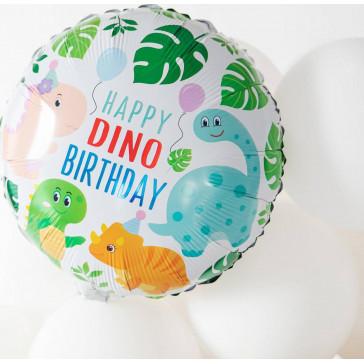 Balon din folie 46 cm cu dinozauri Happy Dino Birthday
