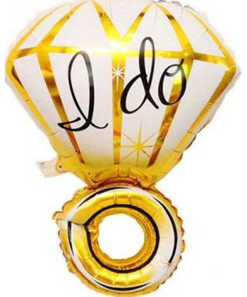 Balon din folie inel auriu cu diamant 70x50 cm