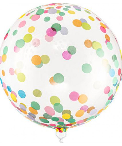 Balon transparent Bobo cu confetti multicolor 40cm