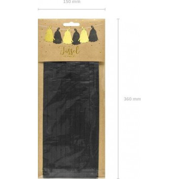 Ghirlanda franjuri pentru decorat auriu si negru 12 buc 30 cm