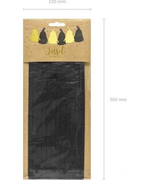 Ghirlanda franjuri pentru decorat auriu si negru 12 buc 30 cm