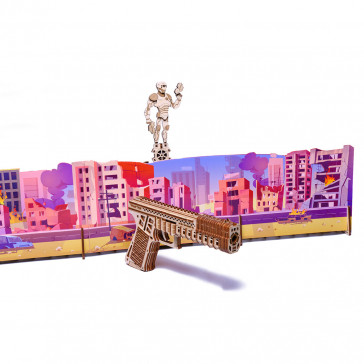 Puzzle 3D mecanic din lemn poligon de tragere