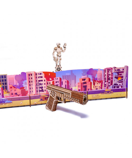 Puzzle 3D mecanic din lemn poligon de tragere