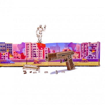 Puzzle 3D mecanic din lemn poligon de tragere