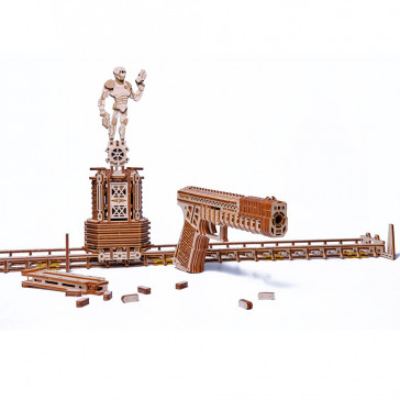 Puzzle 3D mecanic din lemn poligon de tragere