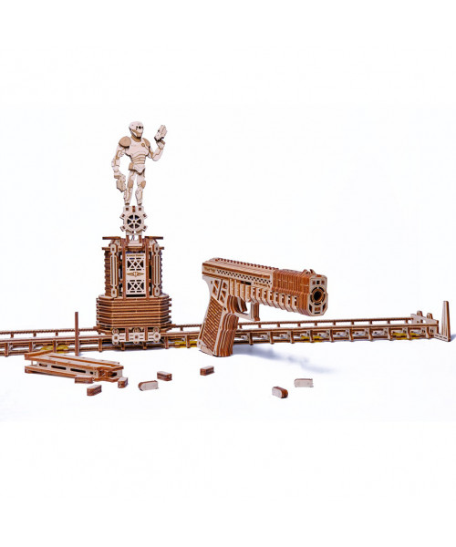 Puzzle 3D mecanic din lemn poligon de tragere