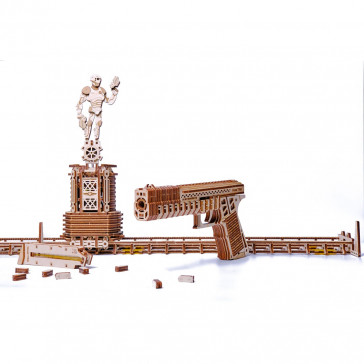 Puzzle 3D mecanic din lemn poligon de tragere