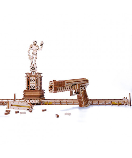 Puzzle 3D mecanic din lemn poligon de tragere