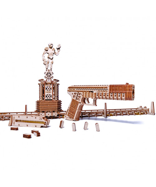 Puzzle 3D mecanic din lemn poligon de tragere