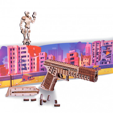 Puzzle 3D mecanic din lemn poligon de tragere