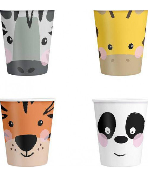 Set 4 pahare de unica folosinta cu animale