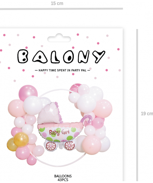 Set 41 baloane Baby Girl si suport rotund din plastic