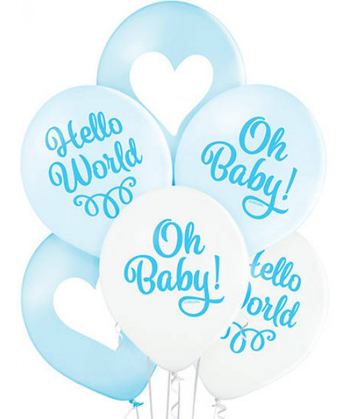 Set 6 baloane latex Oh baby boy 30cm