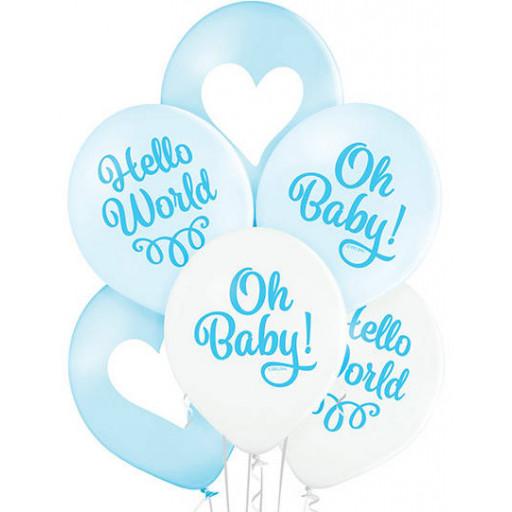 Set 6 baloane latex Oh baby boy 30cm