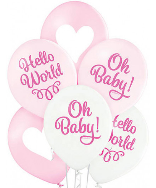Set 6 baloane latex Oh baby girl 30cm