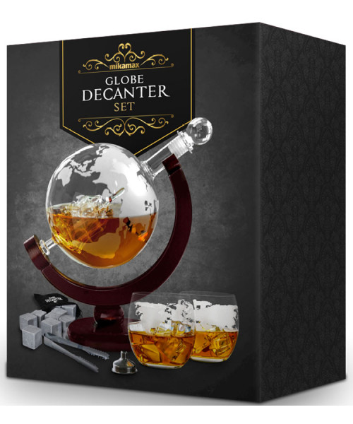 Set decantor glob whisky si cuburi pentru racire