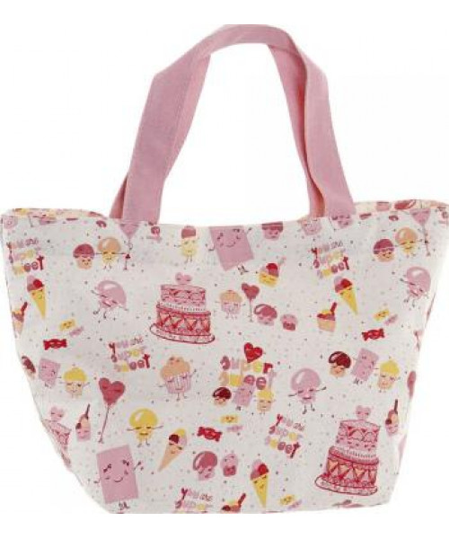 Geanta de plaja din panza roz Dkd Home Decor 34x14x32cm