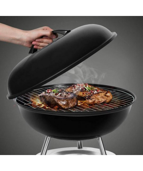 Gratar rotund negru cu capac Algon - 34 CM