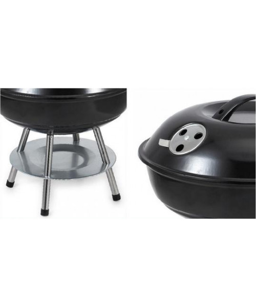 Gratar rotund negru cu capac Algon - 34 CM