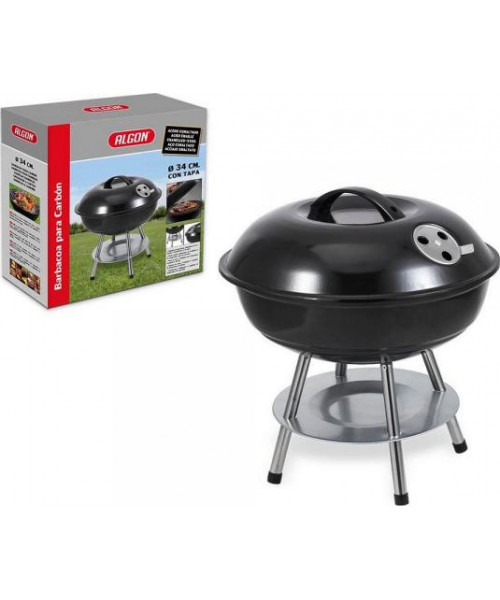 Gratar rotund negru cu capac Algon - 34 CM