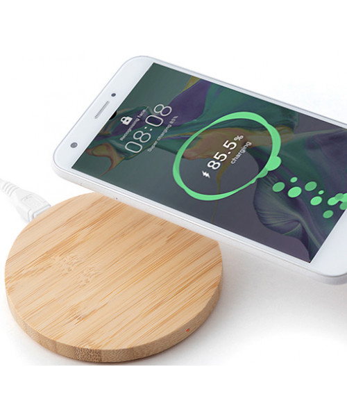 Incarcator wireless din bambus