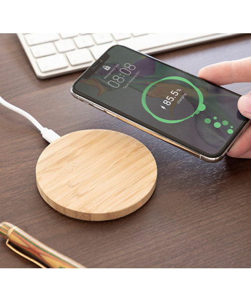 Incarcator wireless din bambus