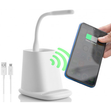 Incarcator wireless cu suport organizator și lampa led usb 5-in-1