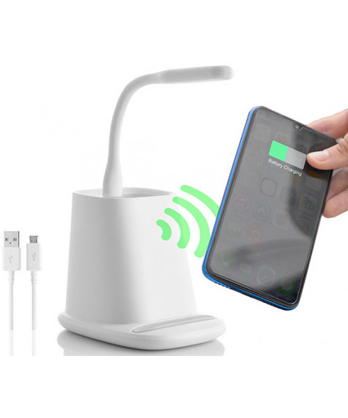 Incarcator wireless cu suport organizator și lampa led usb 5-in-1