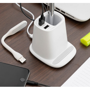 Incarcator wireless cu suport organizator și lampa led usb 5-in-1