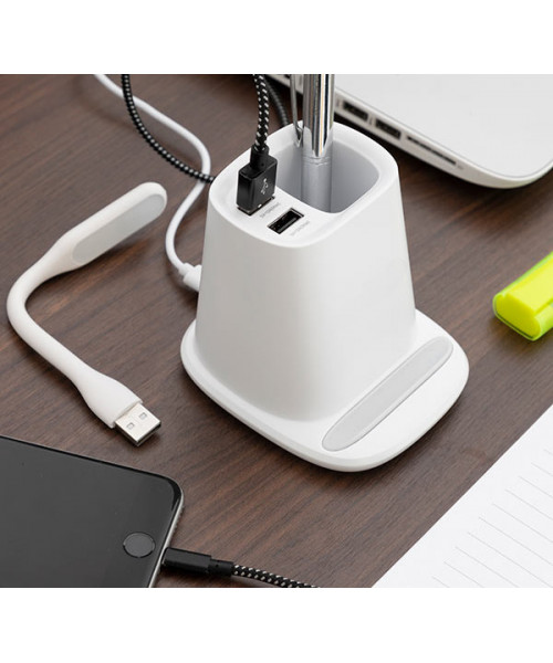 Incarcator wireless cu suport organizator și lampa led usb 5-in-1
