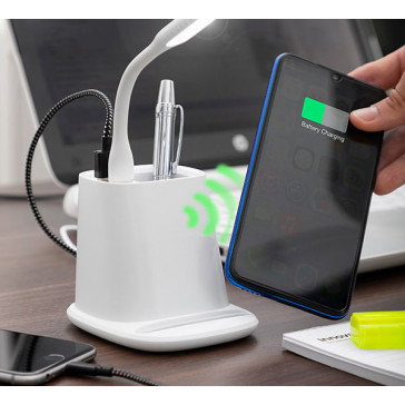Incarcator wireless cu suport organizator și lampa led usb 5-in-1