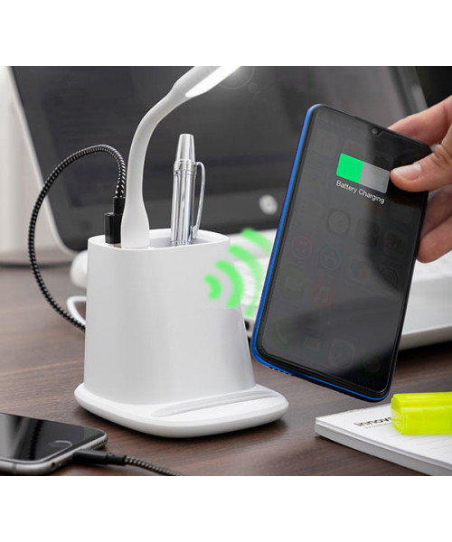 Incarcator wireless cu suport organizator și lampa led usb 5-in-1