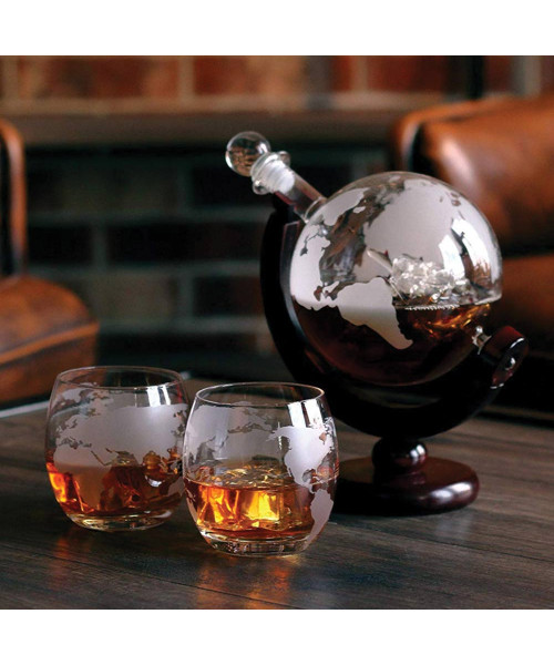 Set decantor glob whisky si cuburi pentru racire