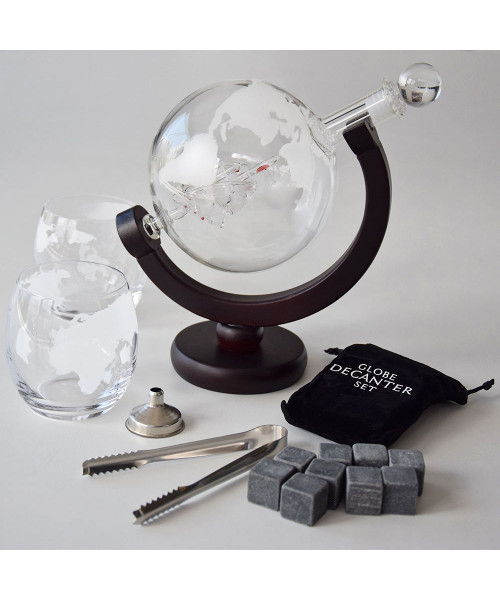 Set decantor glob whisky si cuburi pentru racire