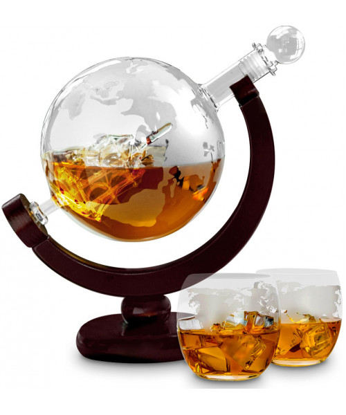 Set decantor glob whisky si cuburi pentru racire