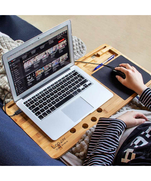 Suport pentru laptop din bambus cu mousepad