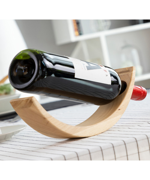Suport din lemn pentru sticle de vin cu efect de plutire