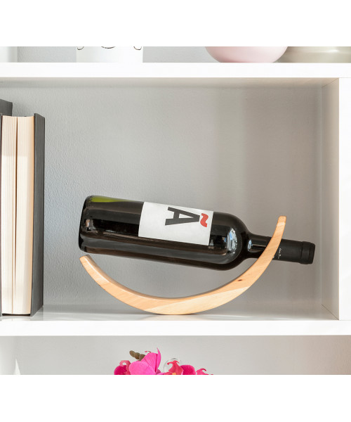 Suport din lemn pentru sticle de vin cu efect de plutire