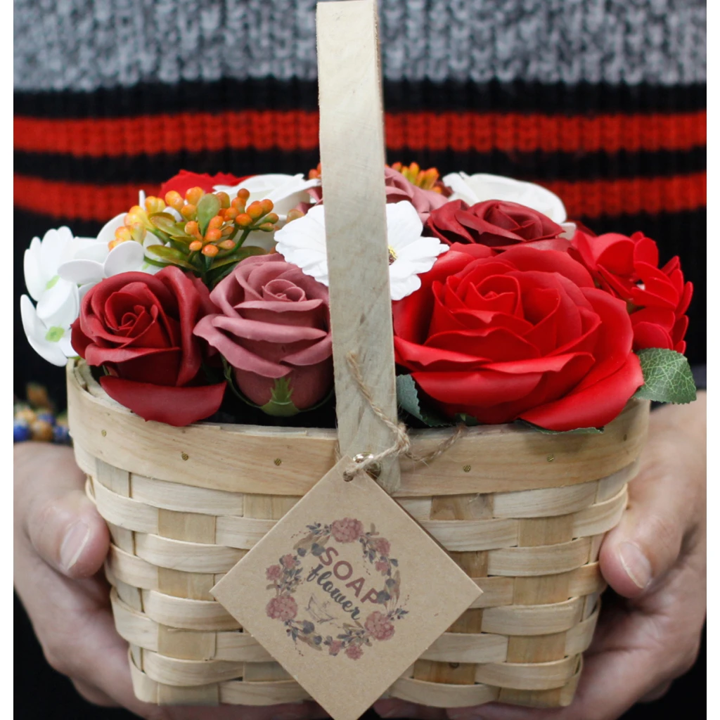 Buchet mare flori de sapun in cos - Rosu