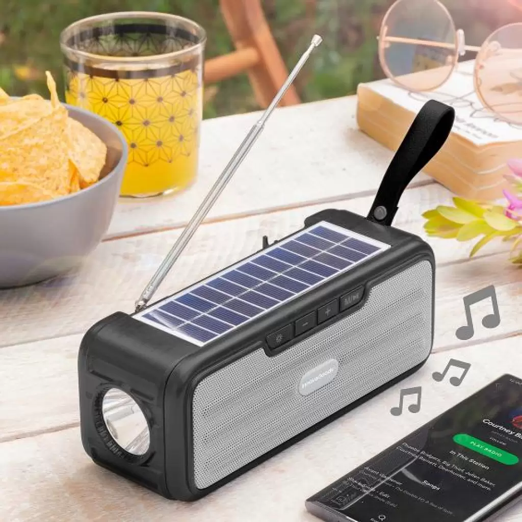 Boxa bluetooth cu radio, incarcare solara si lanterna Sunker cadou secret santa