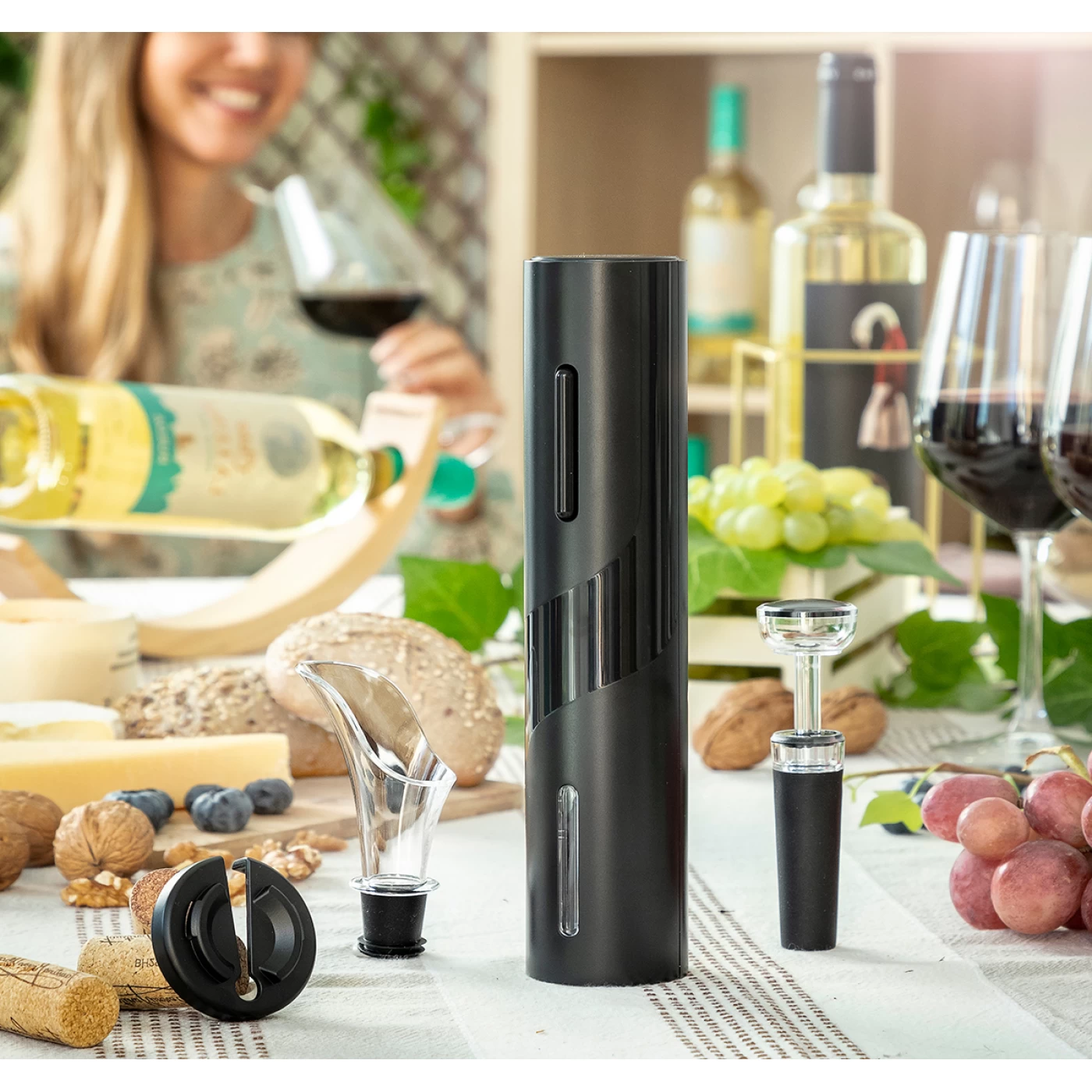 Tirbuson electric cu accesorii pentru vin cadou barbati